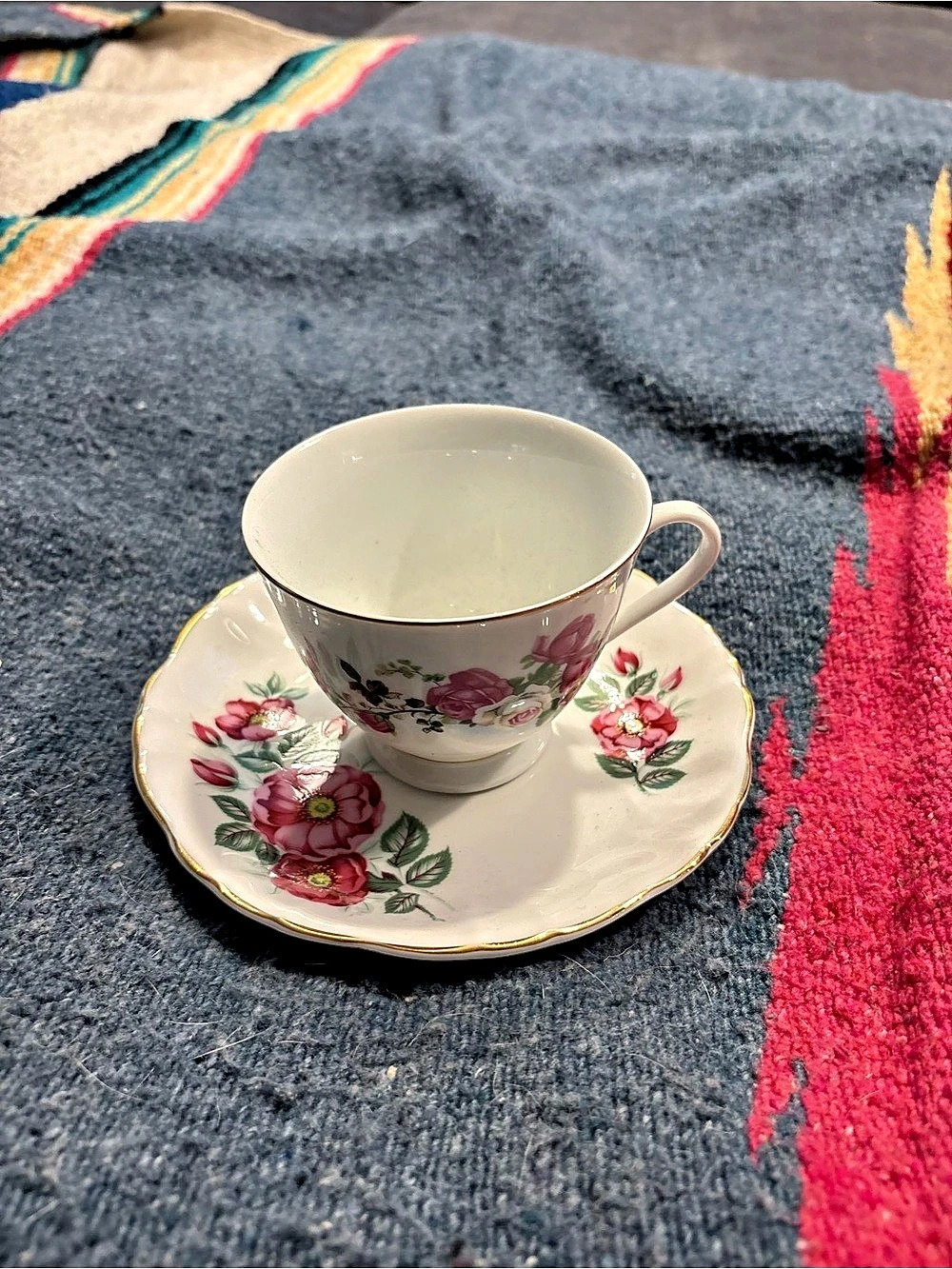 Royal Albert Old Country Roses Floral Teacup and Saucer White & Pink